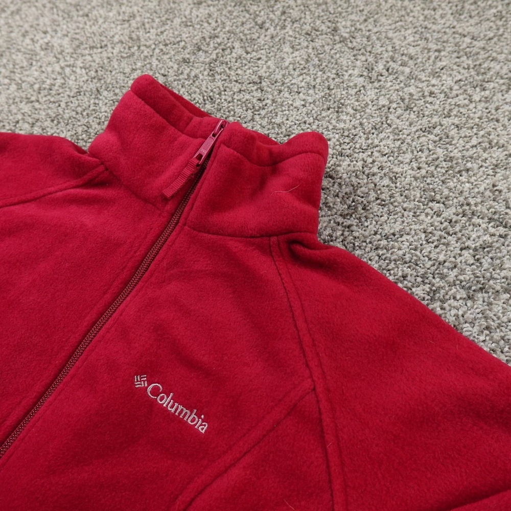 Columbia Jacket Womens S Red Full Zip Fleece Mock Neck Full Zip Sweater Outdoor